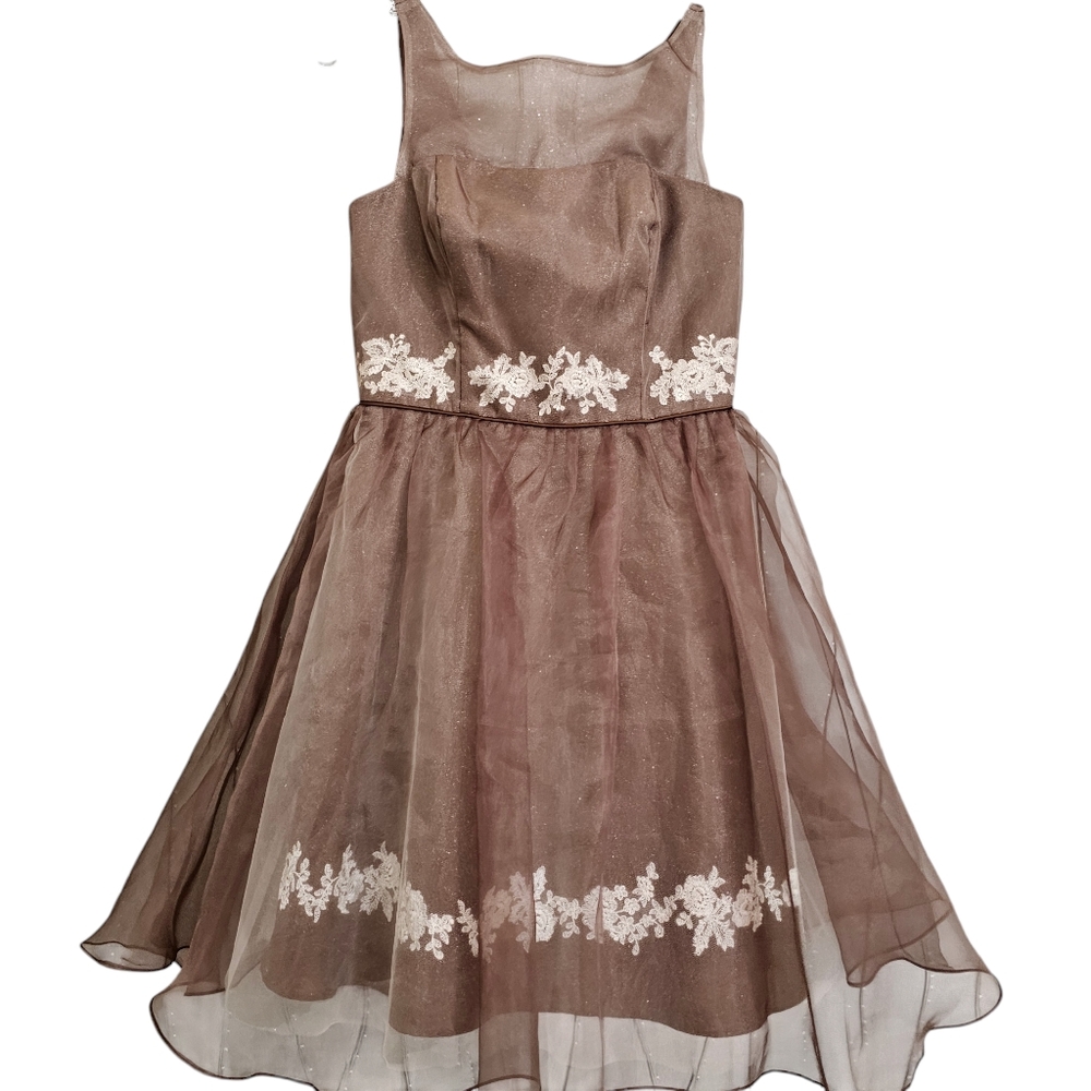Nwt Disneys Alfred Angelo Faurytale Weddings Brown Sparkle Organza Flora…